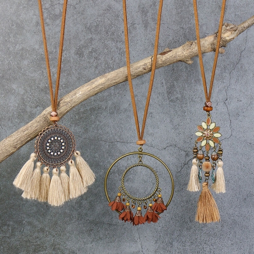 Bohemian Wind Tassel Flower Pendant Ethnic Wind Vintage Necklace Supplier